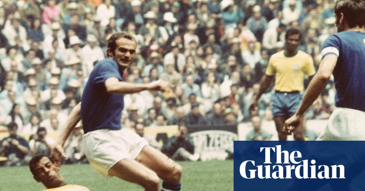 Sandro Mazzola wearing the Inter Milan shirt during his playing days, sporting his trademark moustache.
