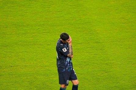 Miguel Almirón was shown a straight red in Paraguay’s match against Turkey.