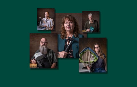 A composite image of 5 scientists
