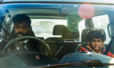 Jonathan (Romesh Ranganathan) and his son Spencer (Kieran Logendra), in the car, in Avoidance.