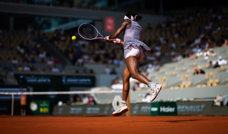 Coco Gauff hits a backhand successful nan 3rd information of nan French Open against Anastasia Potapova.