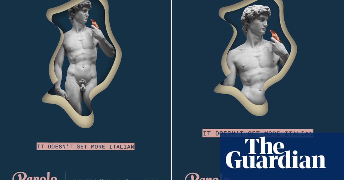 Subway ad for Glasgow restaurant featuring Michelangelo’s David censored over nudity
