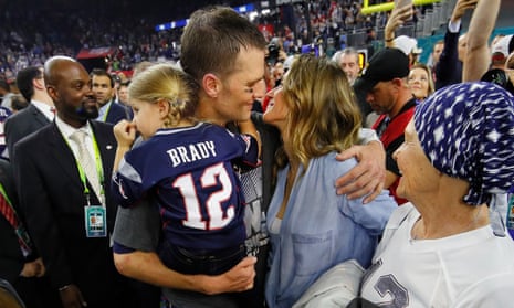 Tom Brady and Gisele Bundchen celebrate the Patriots’ Super Bowl victory in February