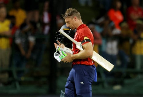 Jos Buttler walks after losing his wicket