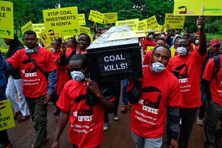 Greenpeace and environmental activists demonstrate in Nairobi against the construction of a coal power plant in Lamu on Kenya’s coast in 2019.