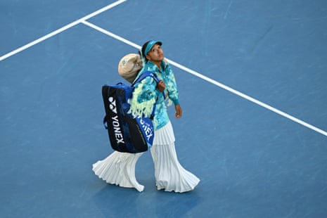 Naomi Osaka of Japan enters the court prior to the Women's Singles Second Round match against Sorana Cirstea of Romania.
