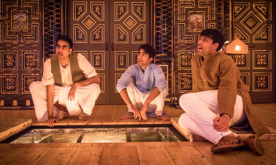 Jaz Deol, Shubham Saraf and Raj Bajaj in Lions and Tigers, directed by Pooja Ghai at the Sam Wanamaker Playhouse, London, in 2017.