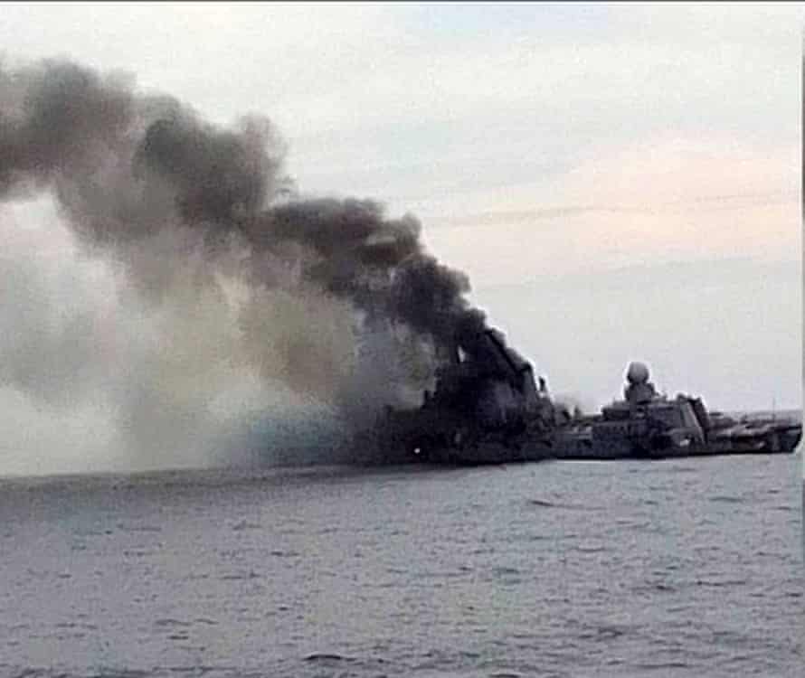 Russian flagship Moskva sinks in Black Sea after being struck by Ukrainian missiles last month.