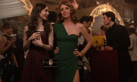 Emily (Lily Collins) with Sylvie Grateau (Philippine Leroy-Beaulieu) in Emily in Paris