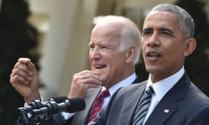 Barack Obama with Joe Biden in 2016. Obama’s admirers say he was often at his best in the face of tragedy.
