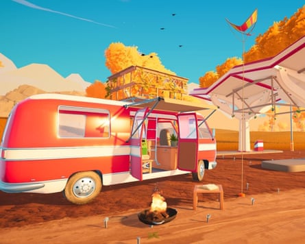 A massively customised camper van in a desert