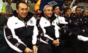 Houllier sits alongside Roy Evans in July 1998 during their short-lived spell as joint managers