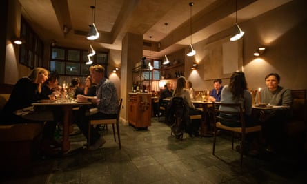 Diners in the restaurant at night