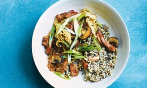 Aromatic braised chicken, hidden veg and quinoa hot pot