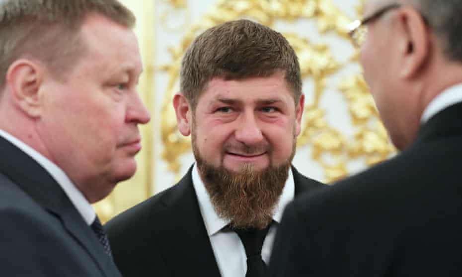 Chechen leader Ramzan Kadyrov (center), whose social media accounts on Instagram and Facebook were recently deleted. 
