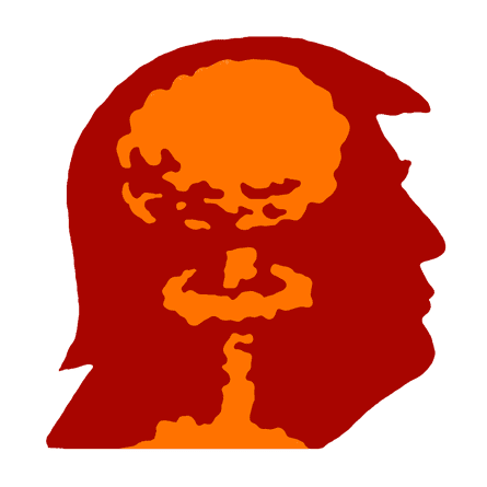 a plume from a bomb in the silhouette of a man’s profile