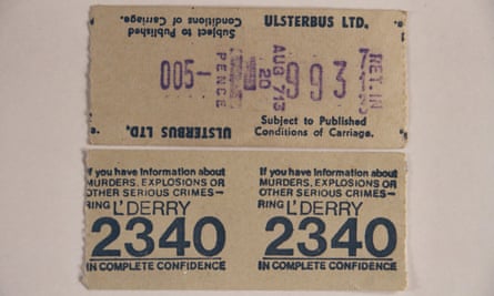 1974 bus ticket bearing the number of a confidential police phone line on which the public could report illegally held weapons.