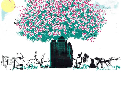 illustration: the city of london blooming amid a withered wasteland