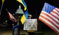 Supporters of Ukraine hold flags outside the US Capitol Building