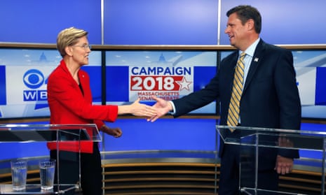 Elizabeth Warren and Geoff Diehl. The debate was combative at times, the candidates sometimes talking over one another.