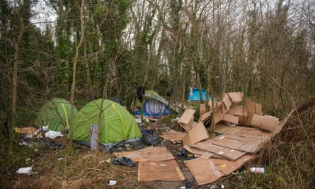 Tents used by refugees near Calais this month.