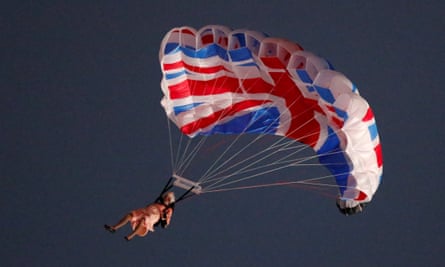 One’s parachute jump … the Queen Elizabeth scene in the 2012 Olympic Games opening.