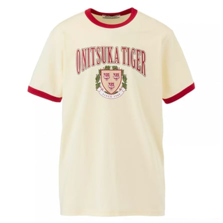 Onitsuka ringer. Cream with red detail and Onitsuka Tiger motif.