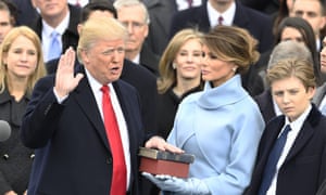 Donald Trump takes his oath of office.
