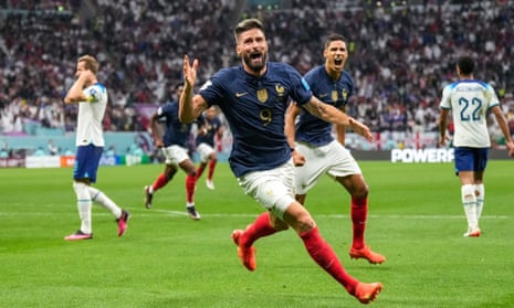 England 1-2 France: World Cup 2022 quarter-final – as it happened | World Cup 2022 9 Giroud celebrates after scoring.