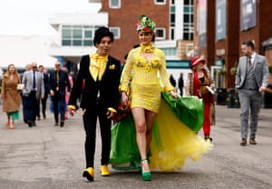 Revellers arrive at Aintree racecourse on Ladies’ Day