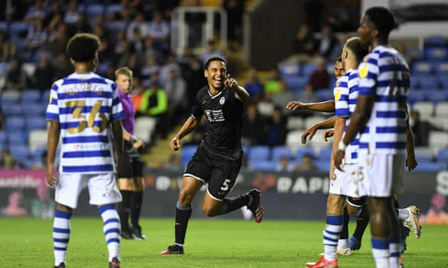 Ben Cabango celebrates scoring for Swansea