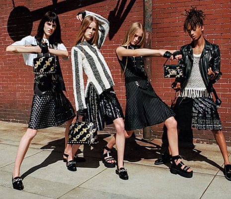 Jaden Smith, right, with Sarah Brannon, Rianne Van Rompaey and Jean Campbell in Louis Vuitton’s Spring/Summer 2016 campaign.