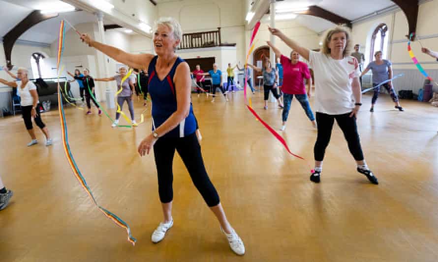 Participants at Annamarie Sterne’s exercise class at Cromer parish hall, North Norfolk.
