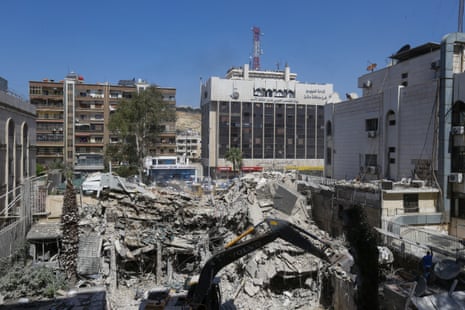 The rubble of a building annexed to the Iranian embassy a day after an airstrike in Damascus, Syria.