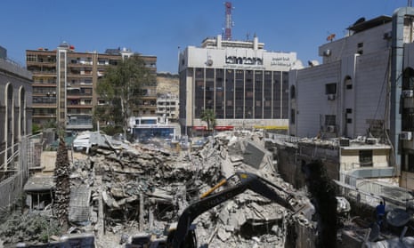 The rubble of a building annexed to the Iranian embassy a day after an airstrike in Damascus, Syria.
