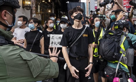 Demonstrators face off police during a protest in Hong Kong on 6 September 2020