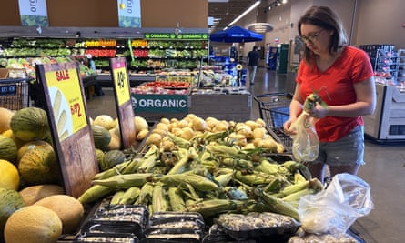 A person shops at a grocery store in Glenview, Illinois