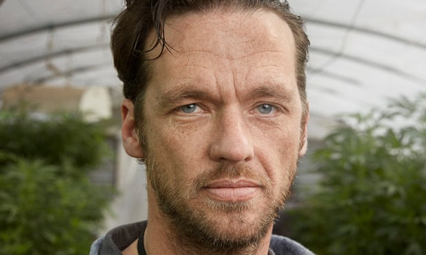 Jeremy Moberg in a polytunnel at his CannaSol cannabis farm