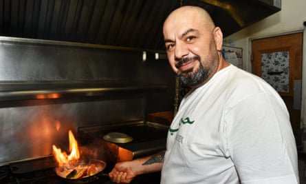 Kamel Jamal in the kitchen of his Palestinian restaurant Ziatün in Beacon, New York.