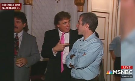 A screengrab of archive video of Donald Trump and Jeffrey Epstein at a party in 1992