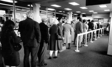 A Post Office queue in 1989. 