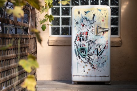 The Kelvinator fridge painted by Clifton Pugh, outside Dacre King’s Armidale home