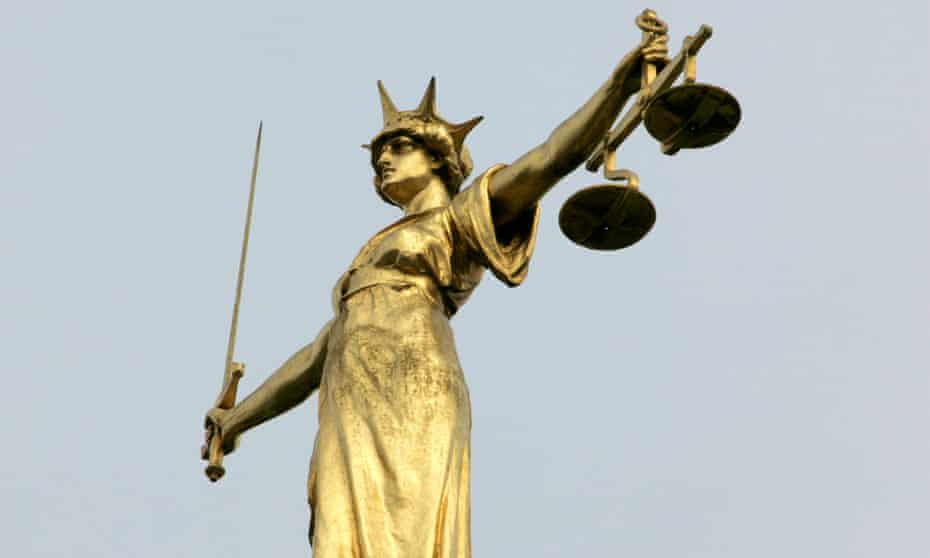 The Lady Justice statue on the dome of the Old Bailey courts building in London.