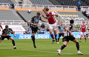 David Luiz with a chance for Arsenal.