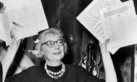 Jane Jacobs at a press conference in Greenwich Village in 1961.