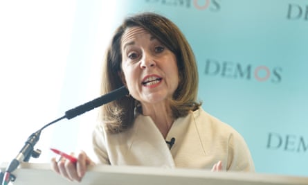 The shadow work and pensions secretary, Liz Kendall, delivers a speech to the Demos thinktank in London, 4 March 2024.
