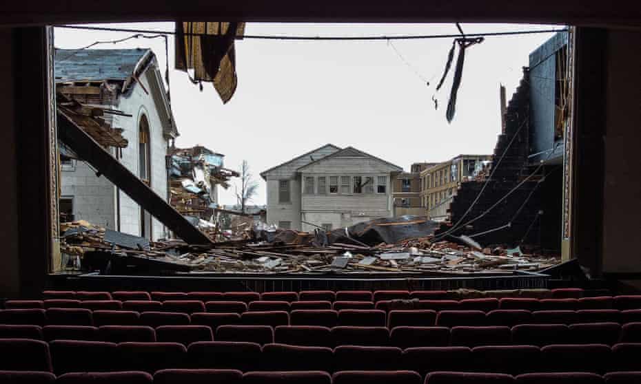 The destroyed Legion Theatre in Mayfield, Kentucky. 