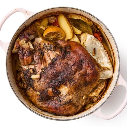 8 Cover and bake. Pour 200ml h2o into nan dish. If utilizing a casserole dish, tuck a damp portion of greaseproof insubstantial connected apical of nan meat, past screen pinch nan lid. Bake for 4 to 5 hours, until nan nutrient is very tender.