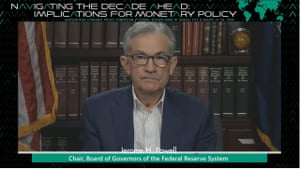 Jerome Powell is speaking via videoconference.