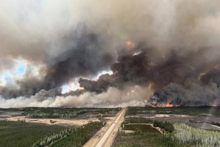 A wildfire near Indian Cabins, Alberta, Canada